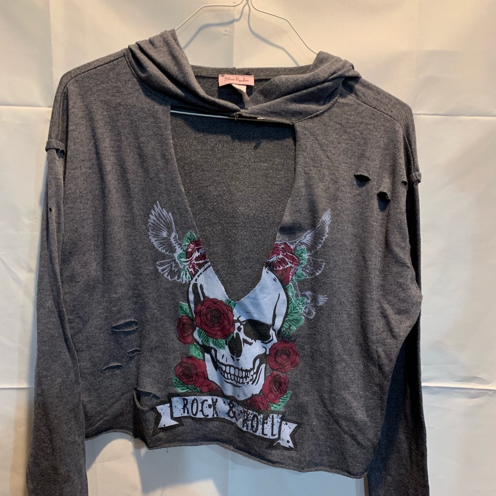 Miss Popular destroyed hooded top